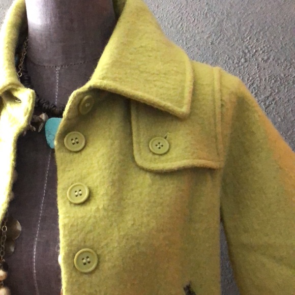 NWOT Kenar Wool Moss Green Cropped Jacket S - Picture 6 of 15